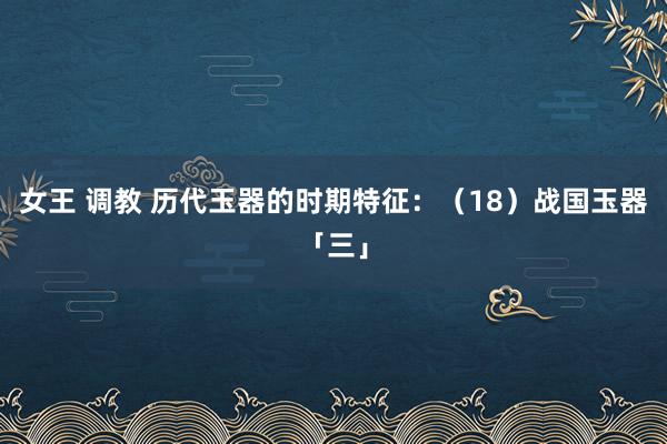 女王 调教 历代玉器的时期特征：（18）战国玉器「三」