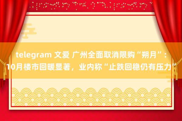 telegram 文爱 广州全面取消限购“朔月”：10月楼市回暖显著，业内称“止跌回稳仍有压力”