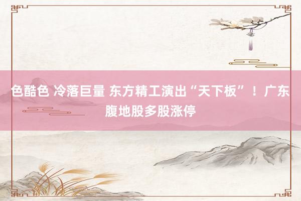 色酷色 冷落巨量 东方精工演出“天下板” ！广东腹地股多股涨停