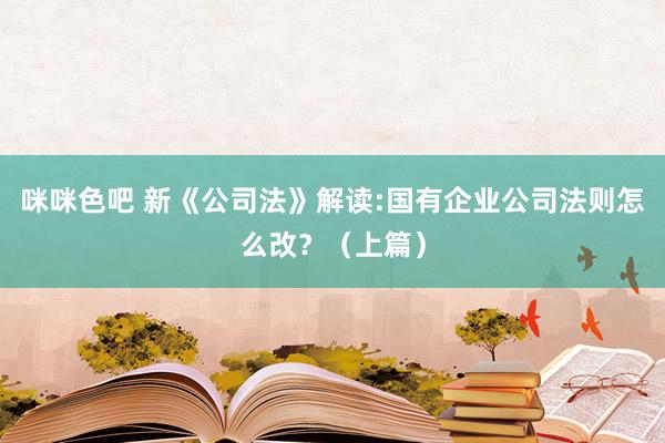 咪咪色吧 新《公司法》解读:国有企业公司法则怎么改？（上篇）