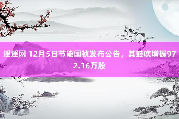 淫淫网 12月5日节能国祯发布公告，其鼓吹增握972.16万股