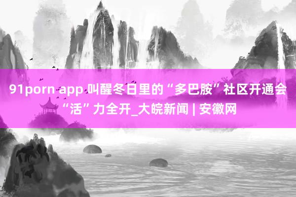 91porn app 叫醒冬日里的“多巴胺”社区开通会“活”力全开_大皖新闻 | 安徽网