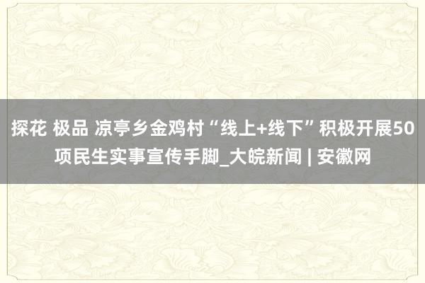 探花 极品 凉亭乡金鸡村“线上+线下”积极开展50项民生实事宣传手脚_大皖新闻 | 安徽网