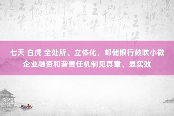 七天 白虎 全处所、立体化，邮储银行鼓吹小微企业融资和谐责任机制见真章、显实效