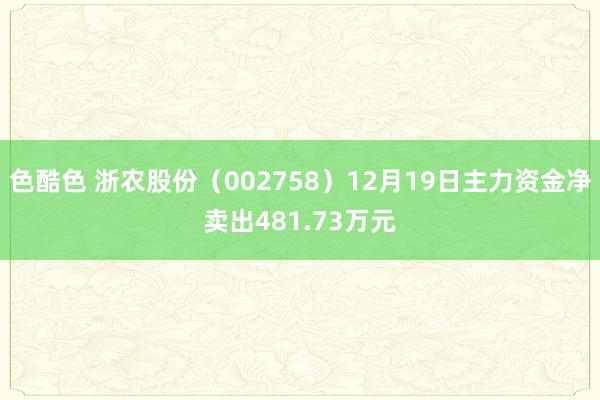 色酷色 浙农股份（002758）12月19日主力资金净卖出481.73万元