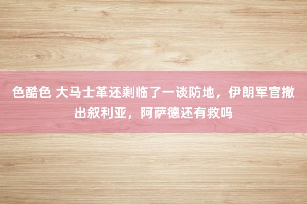 色酷色 大马士革还剩临了一谈防地，伊朗军官撤出叙利亚，阿萨德还有救吗