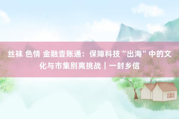 丝袜 色情 金融壹账通：保障科技“出海”中的文化与市集别离挑战｜一封乡信