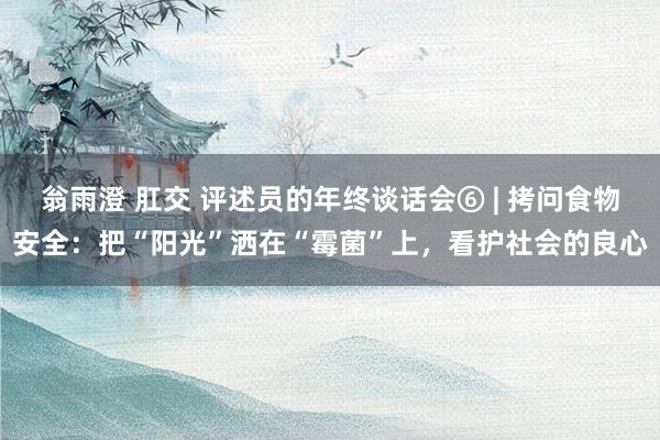 翁雨澄 肛交 评述员的年终谈话会⑥ | 拷问食物安全：把“阳光”洒在“霉菌”上，看护社会的良心