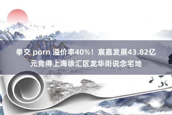 拳交 porn 溢价率40%！宸嘉发展43.82亿元竞得上海徐汇区龙华街说念宅地