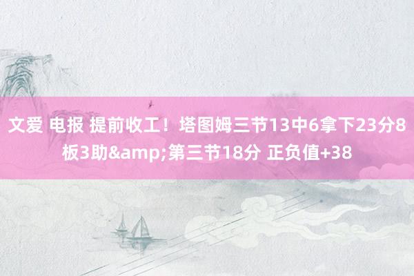 文爱 电报 提前收工！塔图姆三节13中6拿下23分8板3助&第三节18分 正负值+38