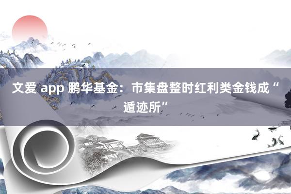 文爱 app 鹏华基金：市集盘整时红利类金钱成“遁迹所”