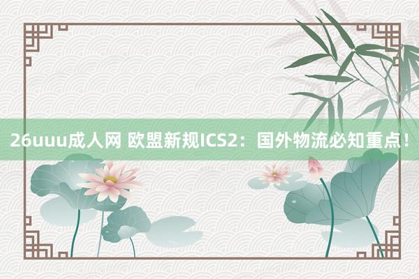 26uuu成人网 欧盟新规ICS2：国外物流必知重点！