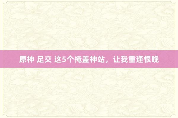 原神 足交 这5个掩盖神站，让我重逢恨晚