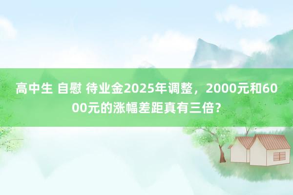 高中生 自慰 待业金2025年调整，2000元和6000元的涨幅差距真有三倍？