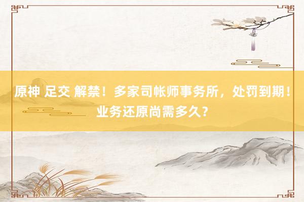 原神 足交 解禁！多家司帐师事务所，处罚到期！业务还原尚需多久？