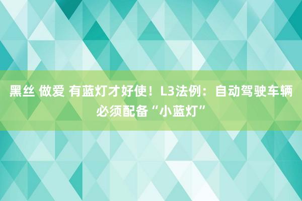 黑丝 做爱 有蓝灯才好使！L3法例：自动驾驶车辆必须配备“小蓝灯”