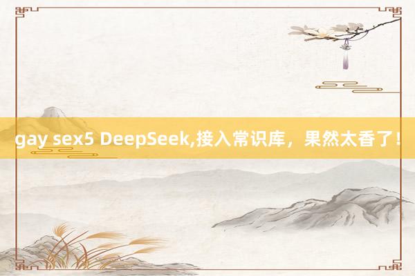 gay sex5 DeepSeek，接入常识库，果然太香了！