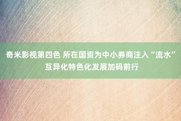奇米影视第四色 所在国资为中小券商注入“流水” 互异化特色化发展加码前行