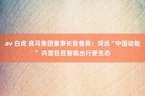 av 白虎 良马集团董事长皆普策：深远“中国动能” 共塑巨匠智能出行更生态