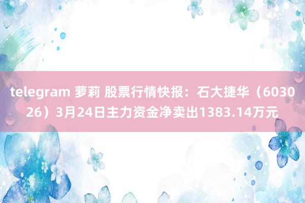 telegram 萝莉 股票行情快报：石大捷华（603026）3月24日主力资金净卖出1383.14万元
