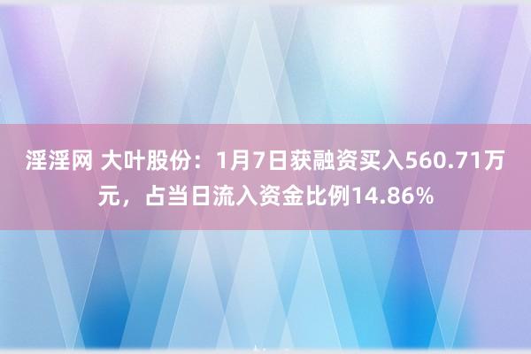 淫淫网 大叶股份：1月7日获融资买入560.71万元，占当日流入资金比例14.86%