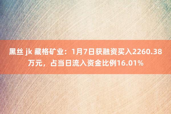 黑丝 jk 藏格矿业：1月7日获融资买入2260.38万元，占当日流入资金比例16.01%