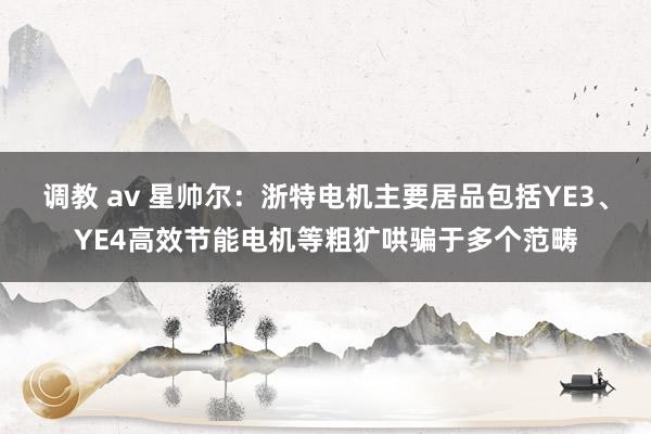调教 av 星帅尔：浙特电机主要居品包括YE3、YE4高效节能电机等粗犷哄骗于多个范畴