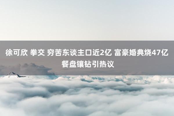 徐可欣 拳交 穷苦东谈主口近2亿 富豪婚典烧47亿 餐盘镶钻引热议