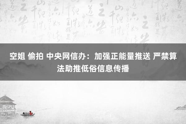 空姐 偷拍 中央网信办：加强正能量推送 严禁算法助推低俗信息传播