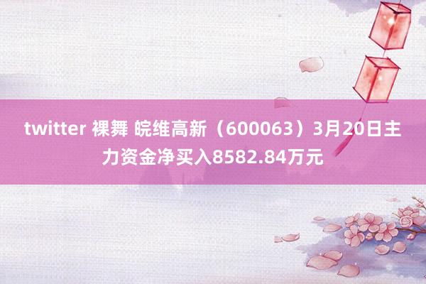 twitter 裸舞 皖维高新（600063）3月20日主力资金净买入8582.84万元