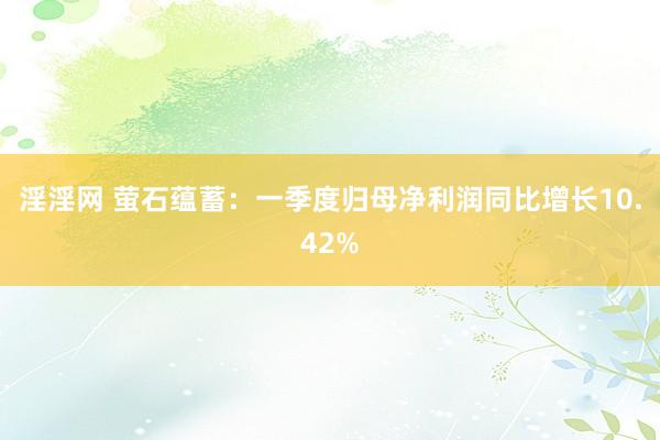 淫淫网 萤石蕴蓄：一季度归母净利润同比增长10.42%