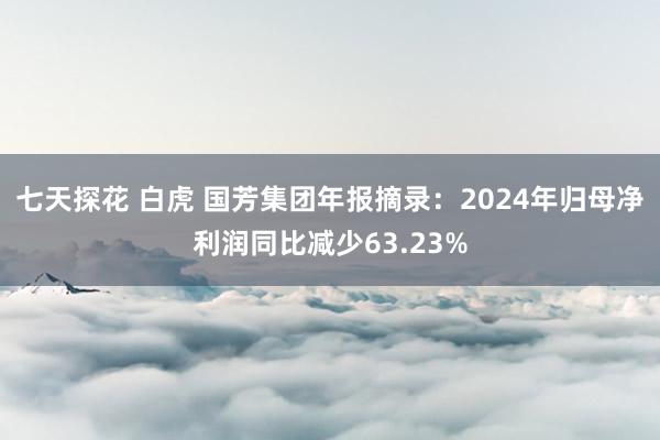 七天探花 白虎 国芳集团年报摘录：2024年归母净利润同比减少63.23%