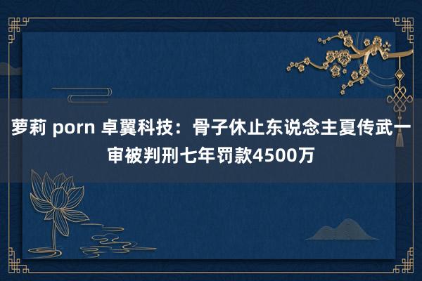 萝莉 porn 卓翼科技：骨子休止东说念主夏传武一审被判刑七年罚款4500万