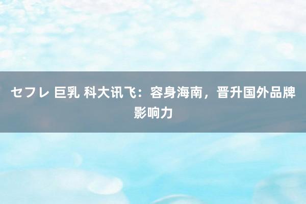 セフレ 巨乳 科大讯飞：容身海南，晋升国外品牌影响力
