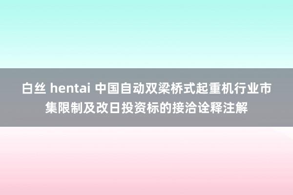 白丝 hentai 中国自动双梁桥式起重机行业市集限制及改日投资标的接洽诠释注解