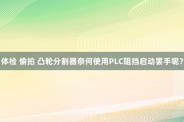 体检 偷拍 凸轮分割器奈何使用PLC阻挡启动罢手呢？