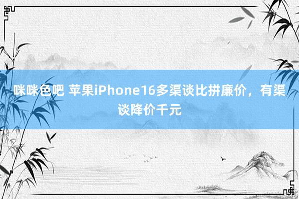 咪咪色吧 苹果iPhone16多渠谈比拼廉价，有渠谈降价千元