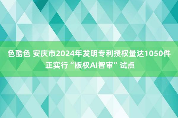 色酷色 安庆市2024年发明专利授权量达1050件 正实行“版权AI智审”试点
