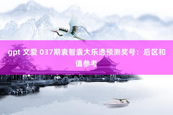 gpt 文爱 037期袁智囊大乐透预测奖号：后区和值参考